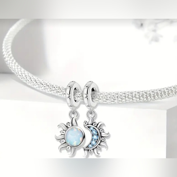 Silver Sun and Moon Charms - Picture 5 of 7